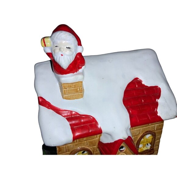 Christmas Village House With Santa Going Down The Chimney Porcelain House - Picture 2 of 7